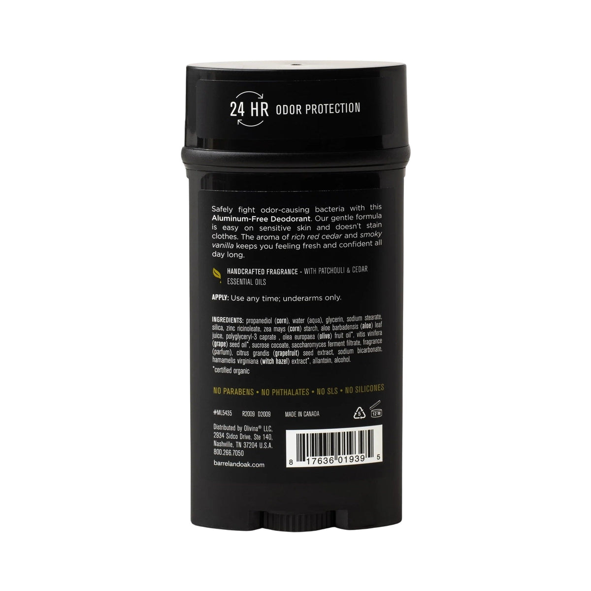 Barrel & Oak Aluminum-Free Deodorant Bourbon Cedar